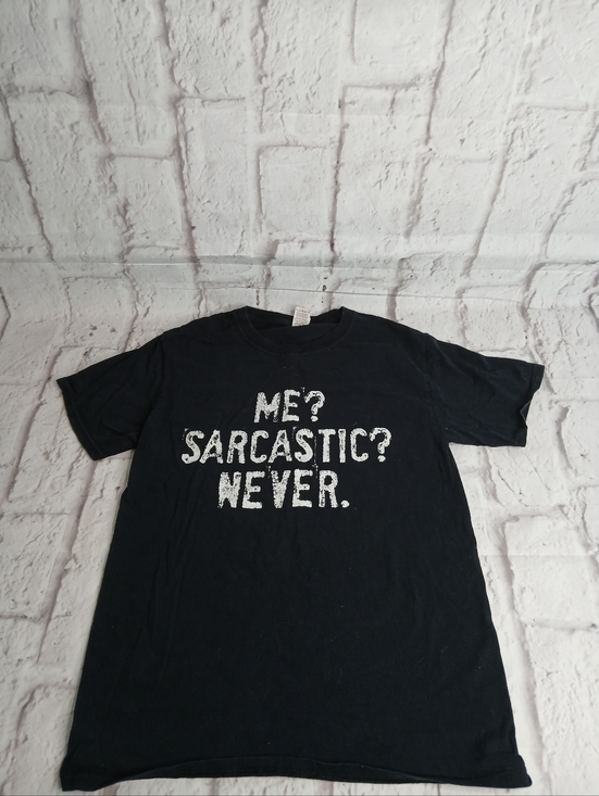 Fruit of the Loom Other - Fruit of the Loom Black Graphic Tee with White Text - Me? Sarcastic? Never.